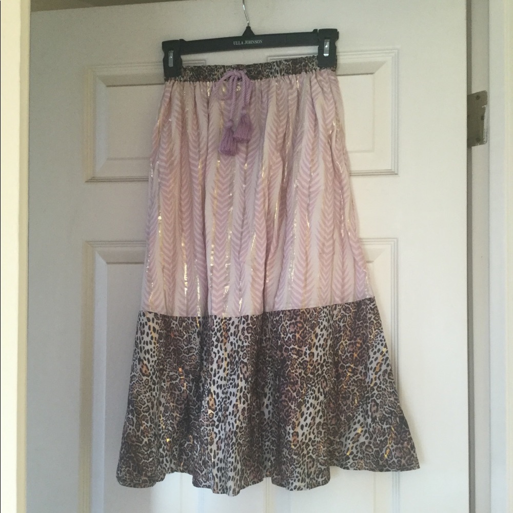 Bowie James Boho tassel animal print lurex Skirt